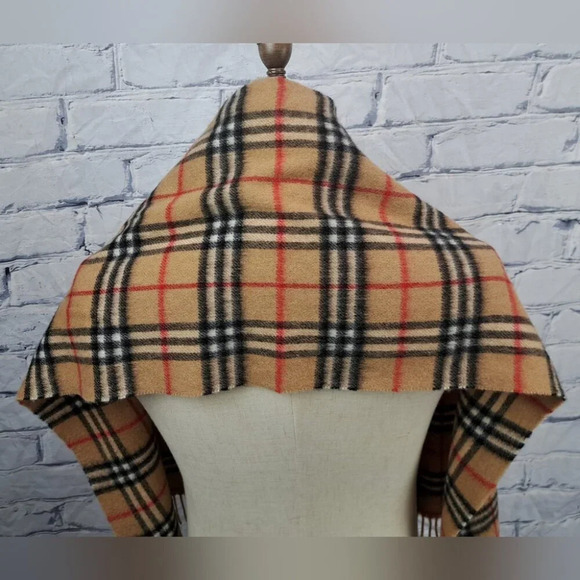 Burberry Vintage Scarf Nova Check Cashmere Wool England 90s Y2K 58" x 12" - Picture 9 of 12